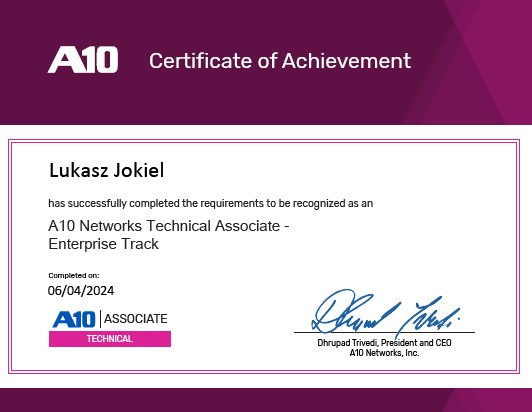 A10 Networks Technical Associate - Enterprise Track