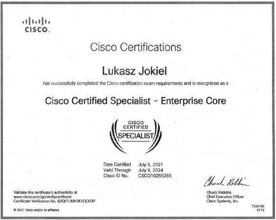 Cisco Certified Specialist - Enterprise Core