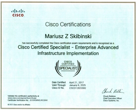 Cisco Certified Specialist - Enterprise Advanced Infrastructure Implementation