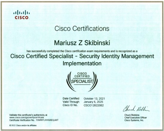 Cisco Certified Specialist - Security Identity Management Implementation